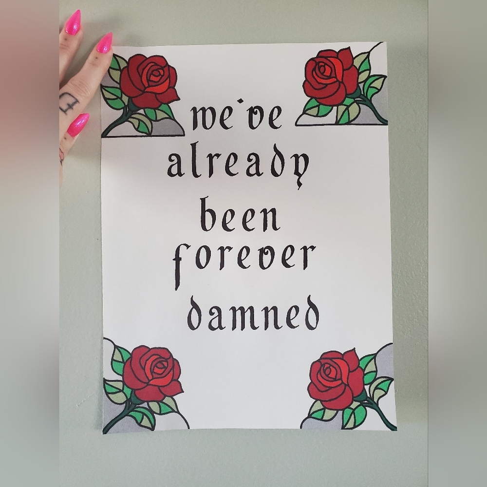 Hand Drawn Gin Blossoms Lyrics Calligraphy Art